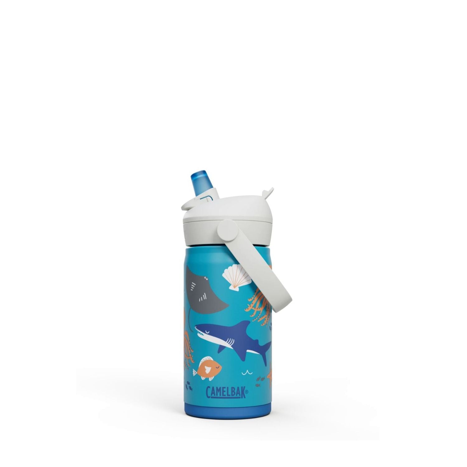 GARRAFA TERMICA CAMELBAK INFANTIL THRIVE FLIP STRAW 12OZ / 354ML - OCEAN LIFE (AZUL/BRANCO)
