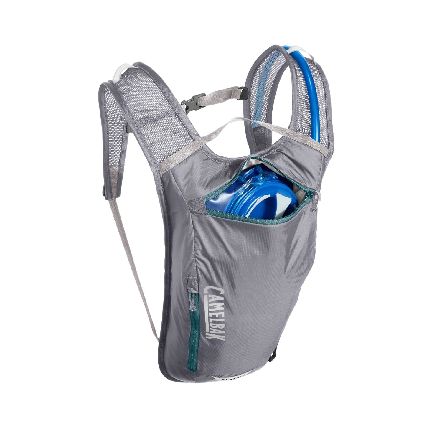 MOCHILA DE HIDRATACAO CAMELBAK CLASSIC LIGHT 70OZ / 2,070ML - GUNMETAL/HYDRO (CINZA/AZUL)
