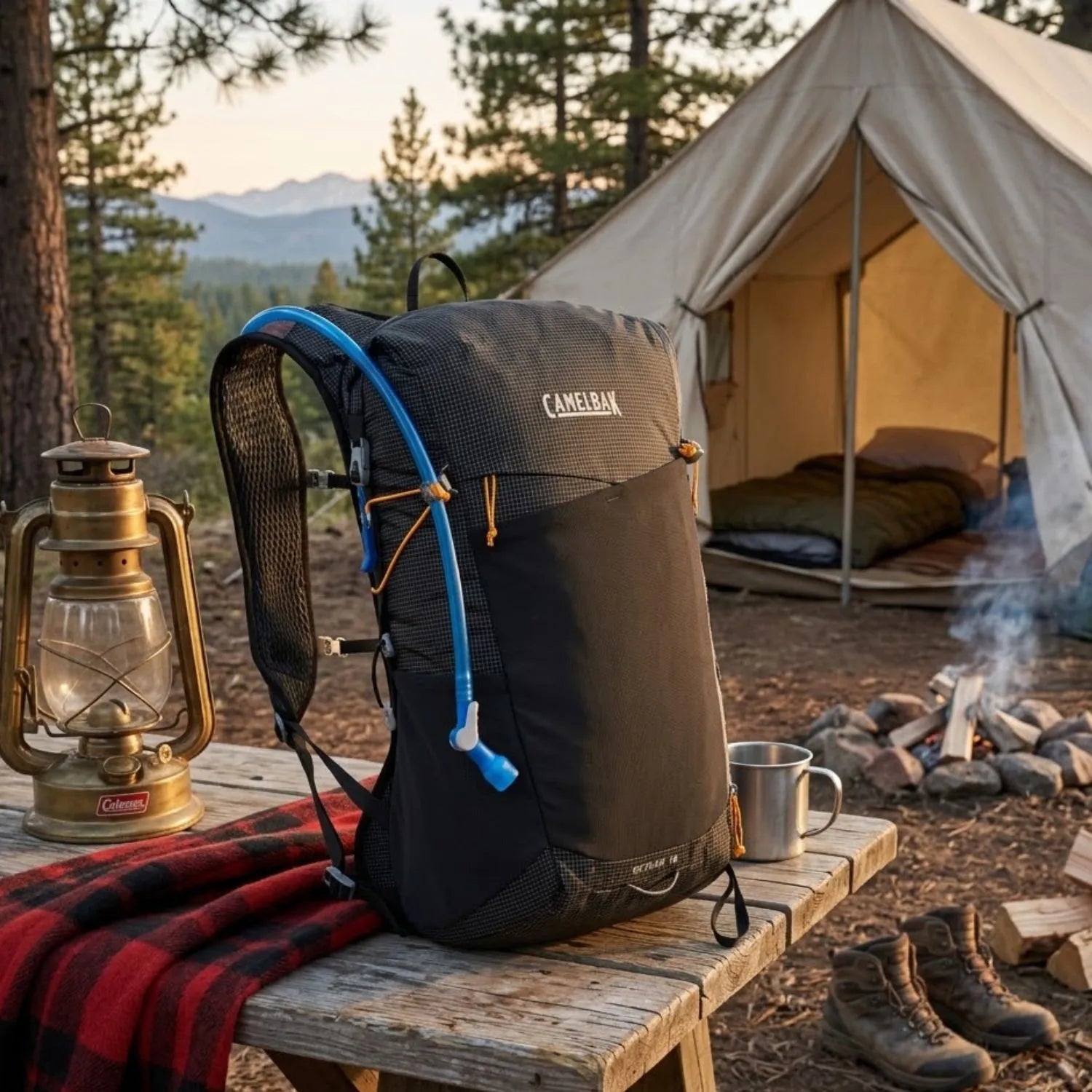 MOCHILA DE HIDRATACAO CAMELBAK OCTANE 16 70OZ / 2L - BLACK/APRICOT (PRETO/DAMASCO)