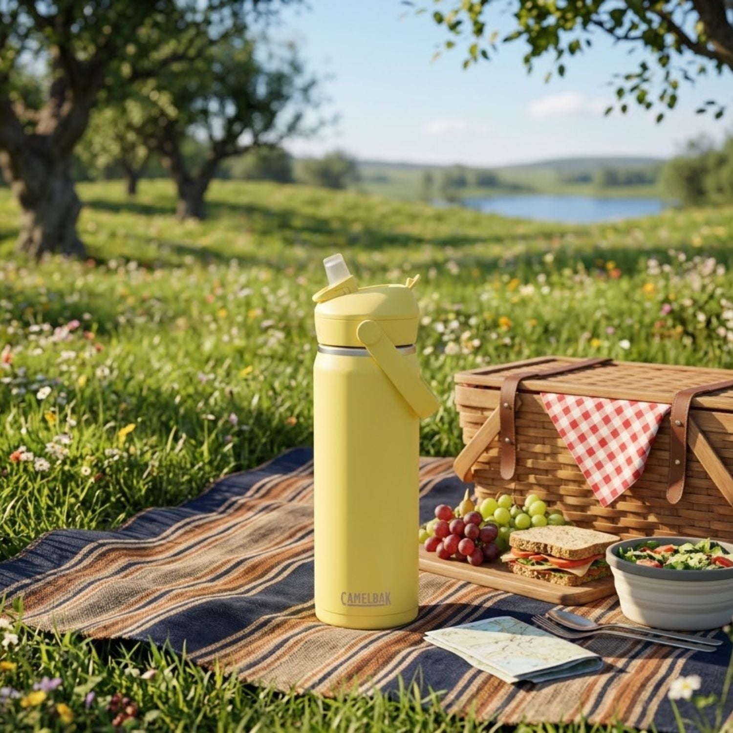 GARRAFA TERMICA CAMELBAK THRIVE FLIP STRAW VSS 20OZ / 591ML - YELLOW BLOOM (AMARELO)