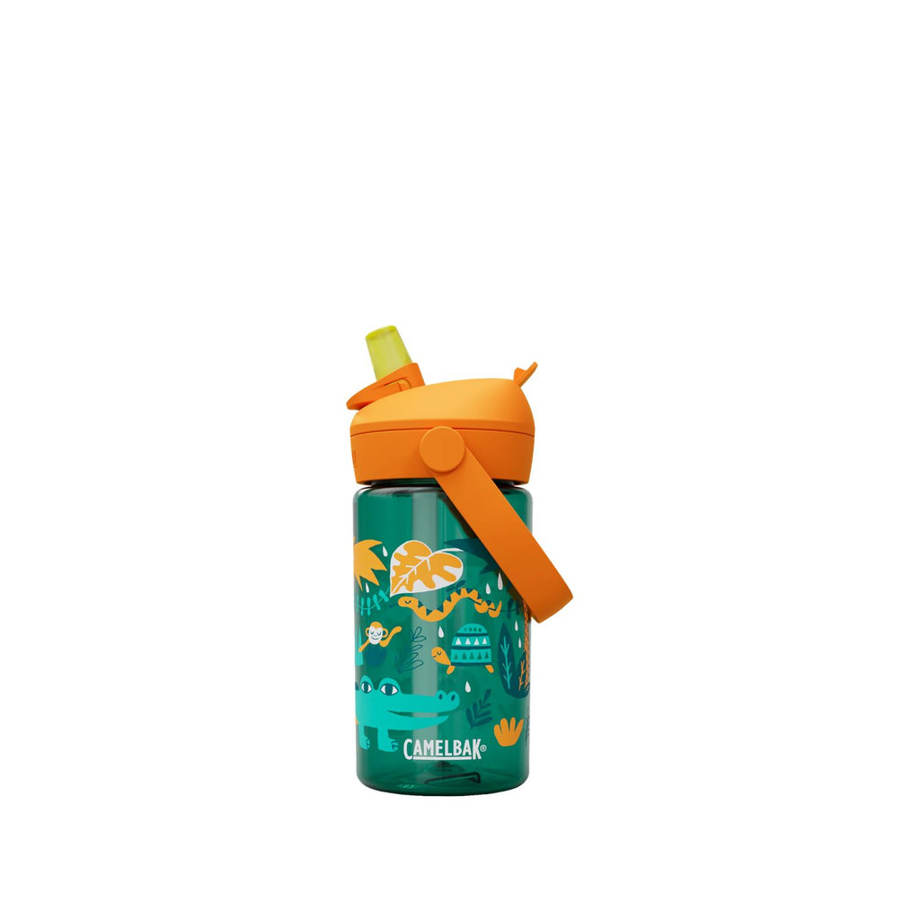 GARRAFA CAMELBAK INFANTIL THRIVE FLIP STRAW TRITAN 14OZ / 414ML - JUNGLE ANIMALS (VERDE/LARANJA)
