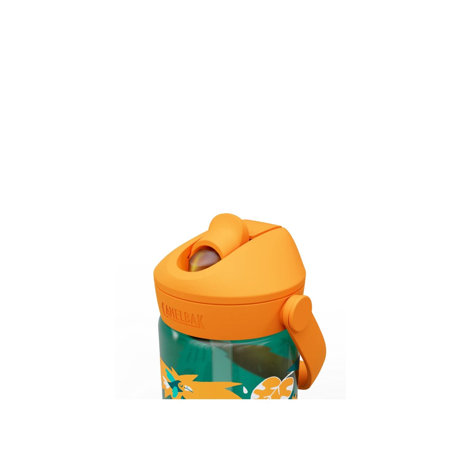 GARRAFA CAMELBAK INFANTIL THRIVE FLIP STRAW TRITAN 14OZ / 414ML - JUNGLE ANIMALS (VERDE/LARANJA)
