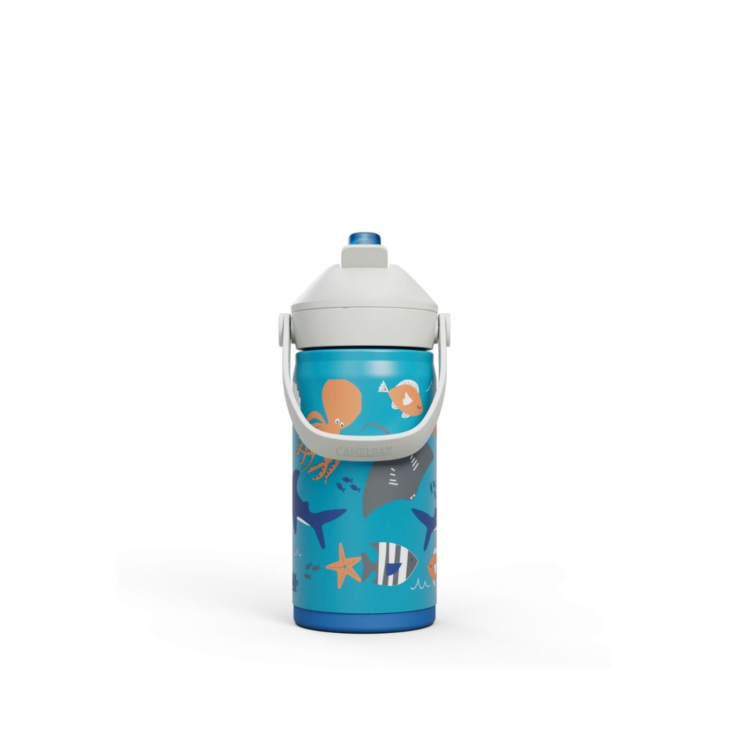 GARRAFA TERMICA CAMELBAK INFANTIL THRIVE FLIP STRAW 12OZ / 354ML - BIKING DOGS (BRANCO/VERDE CLARO)
