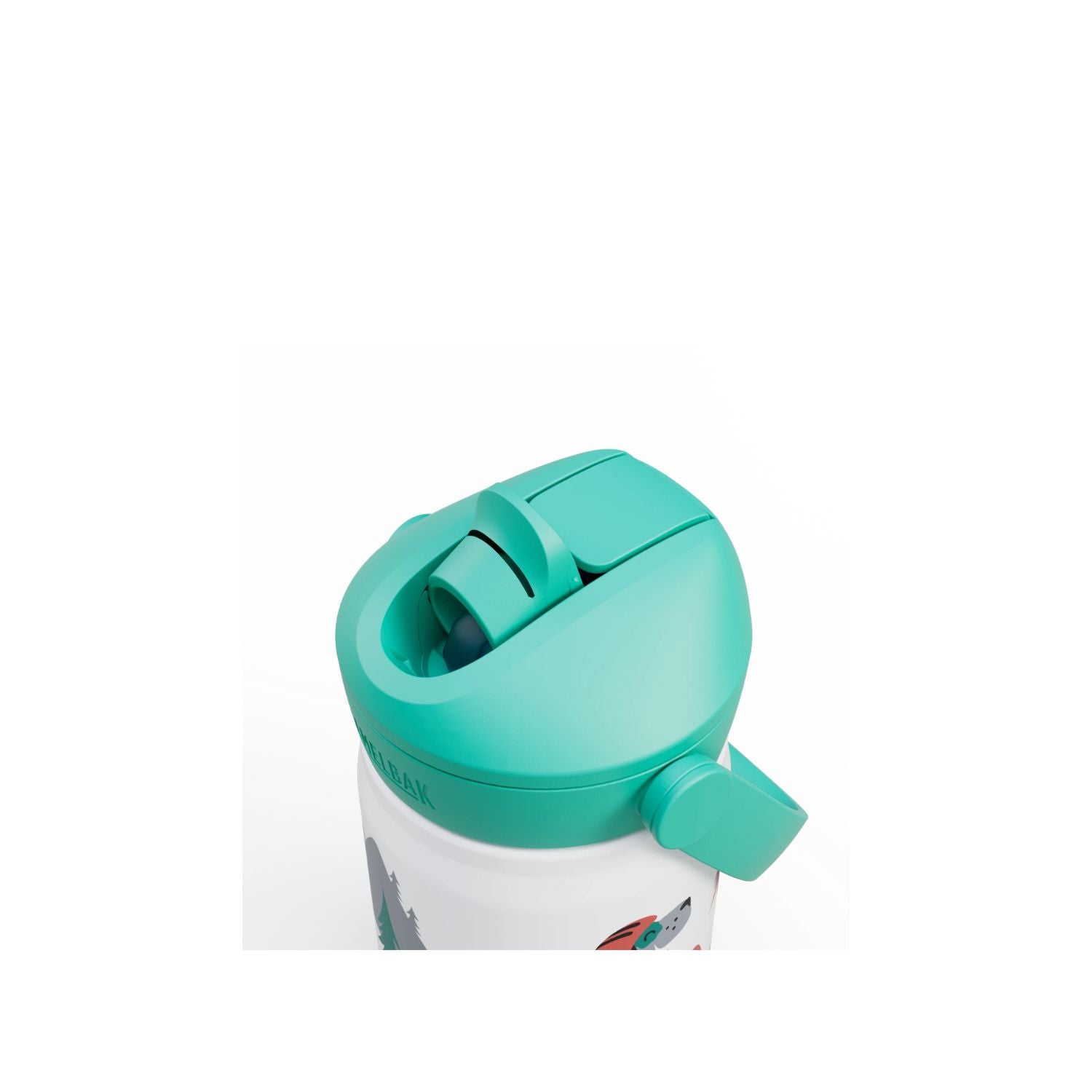 GARRAFA TERMICA CAMELBAK INFANTIL THRIVE FLIP STRAW 12OZ / 354ML - BIKING DOGS (BRANCO/VERDE CLARO)

