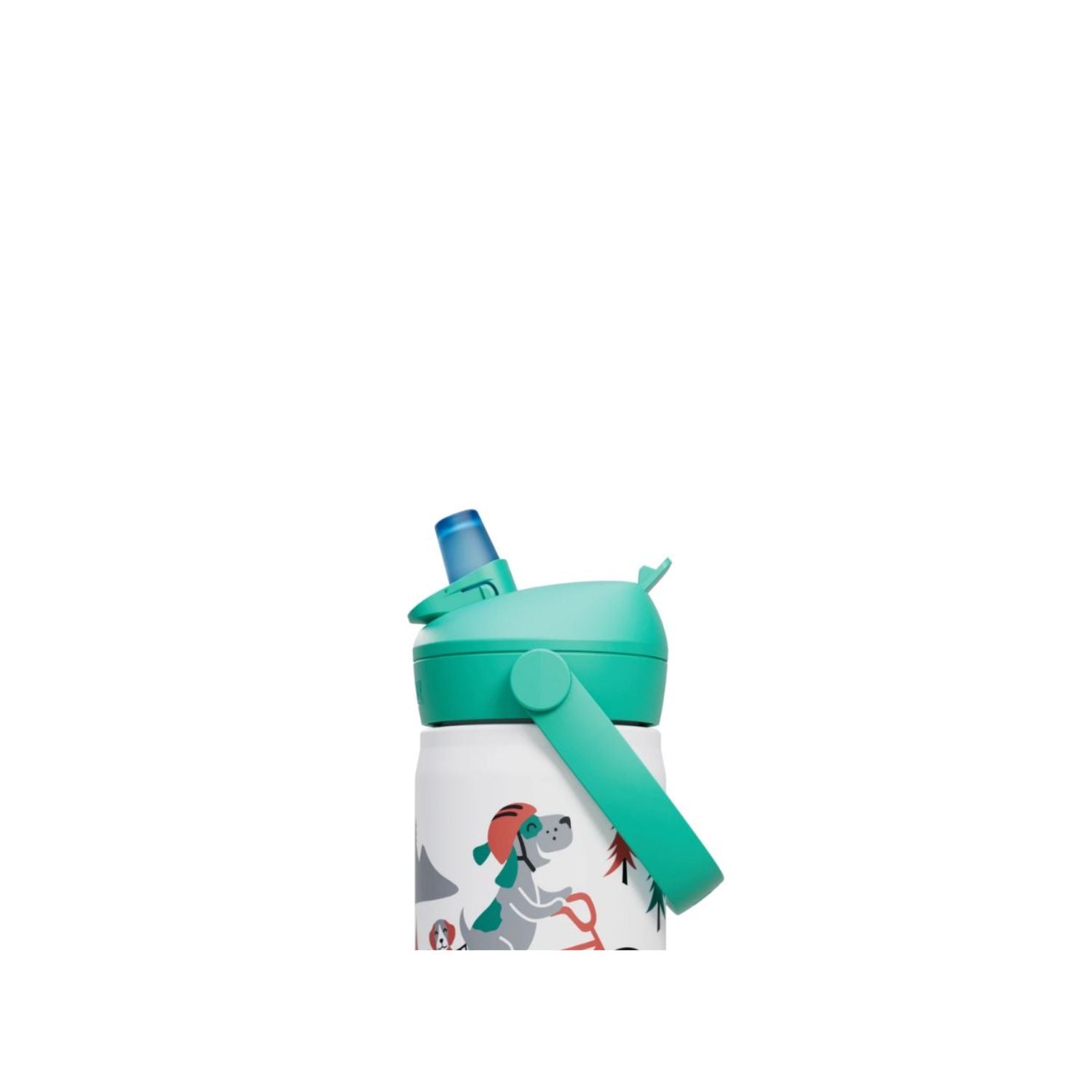 GARRAFA TERMICA CAMELBAK INFANTIL THRIVE FLIP STRAW 12OZ / 354ML - BIKING DOGS (BRANCO/VERDE CLARO)
