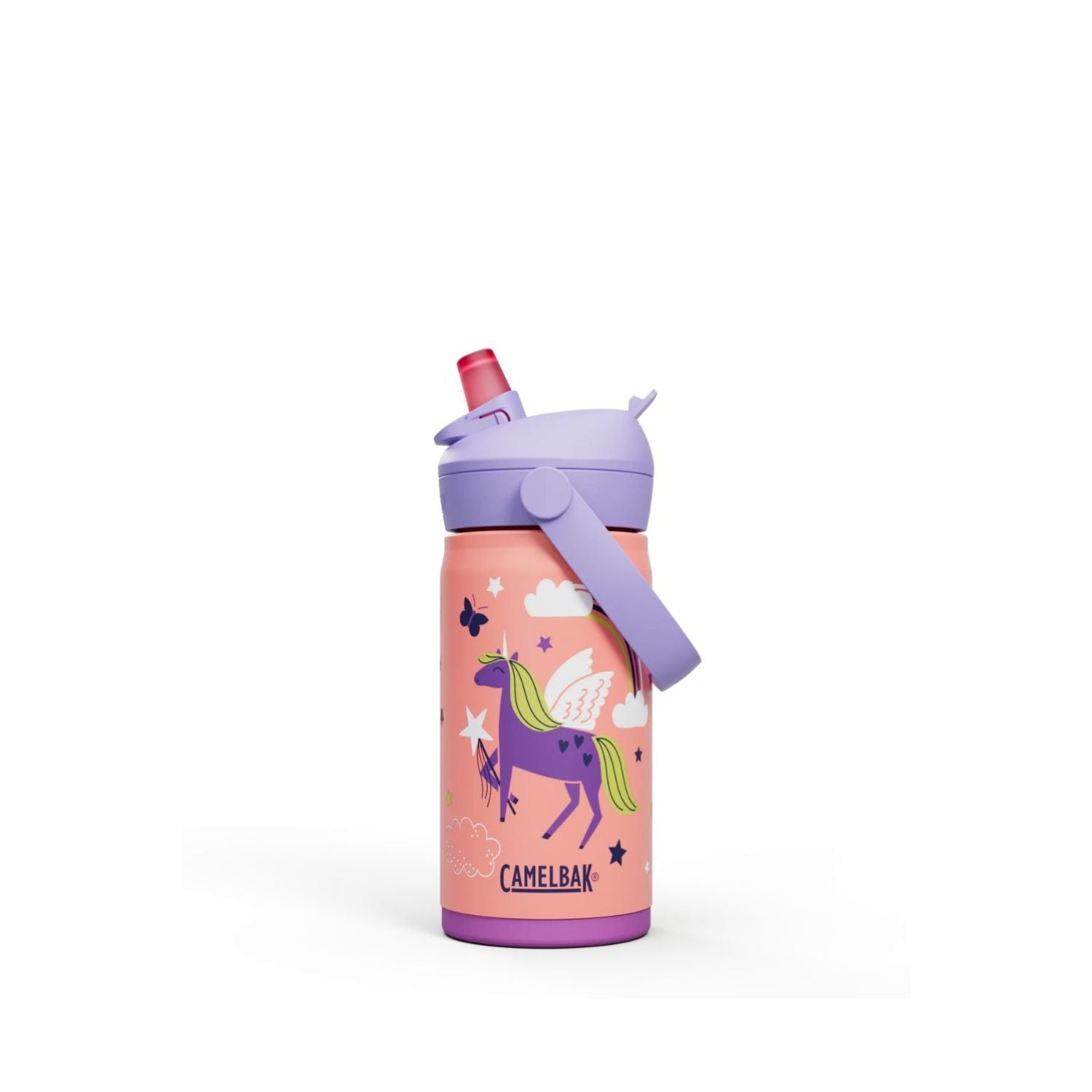 GARRAFA TERMICA CAMELBAK INFANTIL THRIVE FLIP STRAW 12OZ / 354ML - MAGIC UNICORNS (LARANJA/BRANCO)

