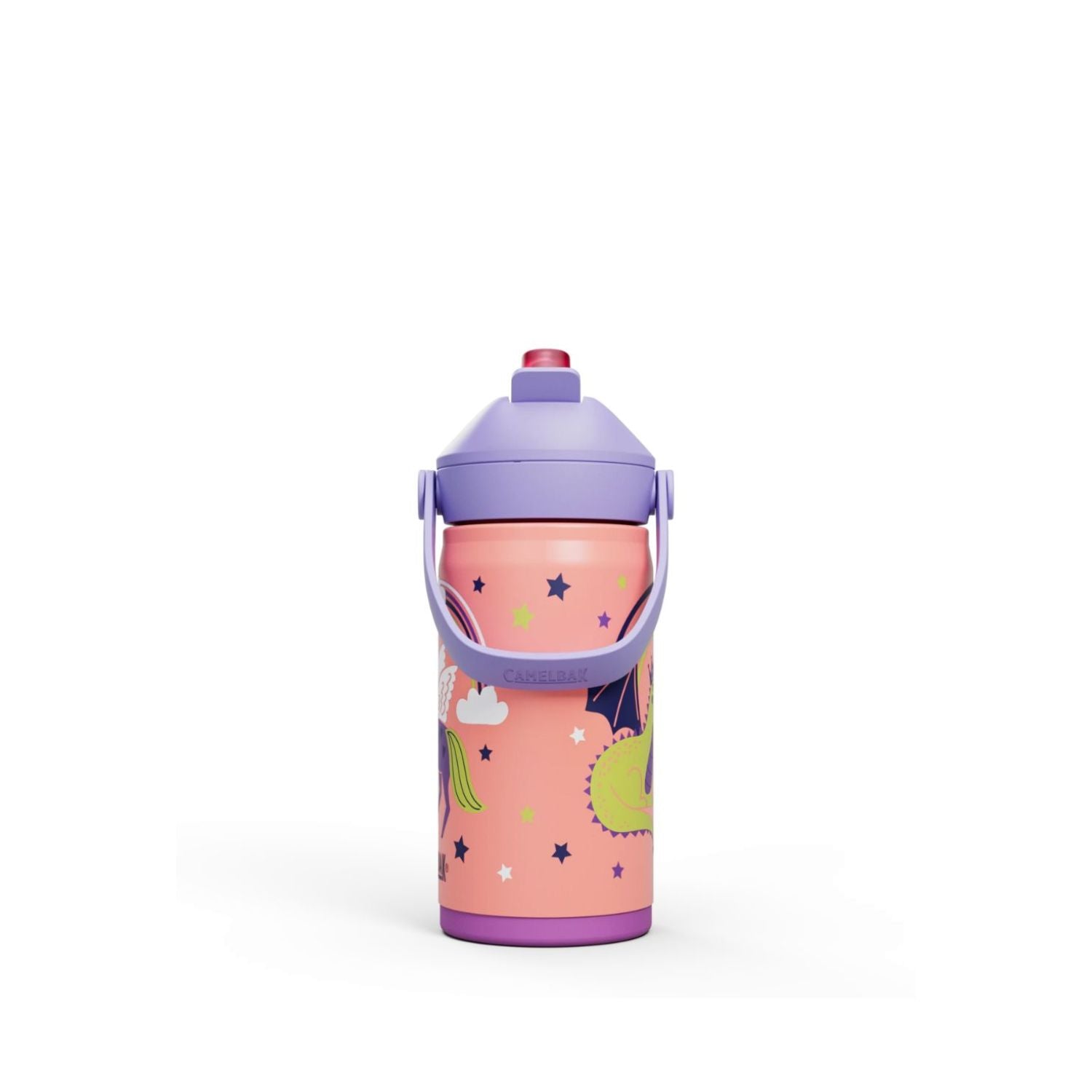 GARRAFA TERMICA CAMELBAK INFANTIL THRIVE FLIP STRAW 12OZ / 354ML - MAGIC UNICORNS (LARANJA/BRANCO)
